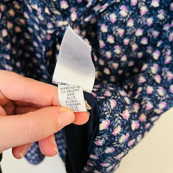 Gap Drapey Blue Floral Shirt Mini Dress SZ XS - Picture 11 of 12